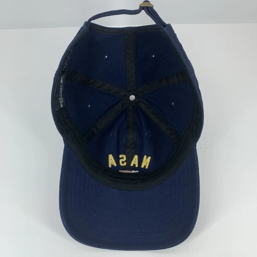 NASA USA Flag Hat Buzz Aldrin Blue Adjustable Strap OSFM Souvenir Baseball Cap
